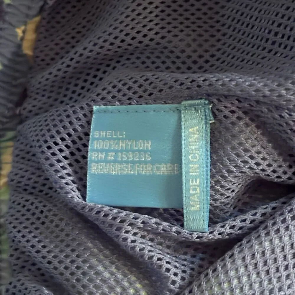 J. McLaughlin Gibson Swim Trunks Small Blue Green Palm Tree Lined 6